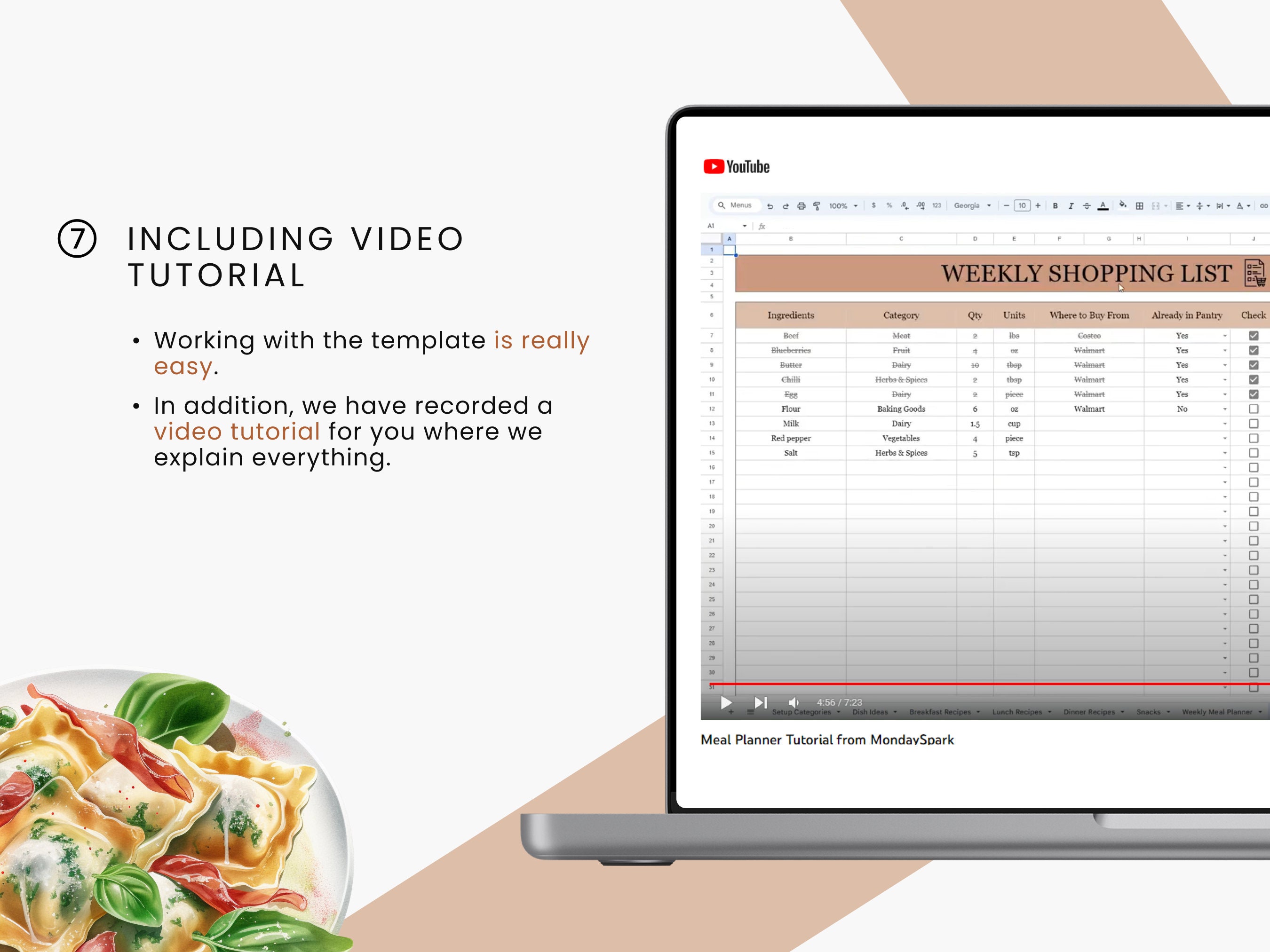 Weekly Meal Planner With Automated Grocery List | Google Sheets Meal ...