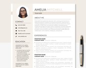 Teacher Resume Template - MS Word CV for Educators - Professional Academic & Teaching Resume Builder - For Teachers and Educators
