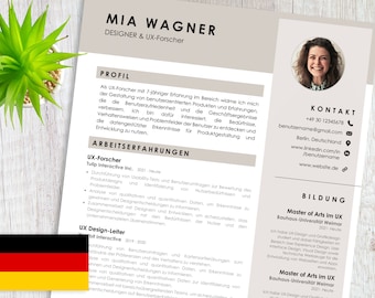 Bewerbungsvorlage, Lebenslauf Vorlage Deutsch, CV Word, Lebenslauf Vorlage, Professionelle Bewerbung German, CV Vorlage, Anschreiben-Vorlage