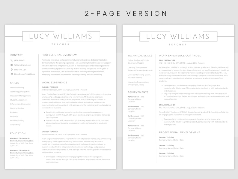 ATS Resume Template Ats Friendly Compatible Minimalist CV Resume Simple Ats Resume for MS Word image 3
