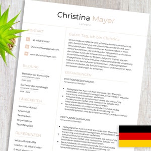 Bewerbungsvorlage, Lebenslauf Vorlage Deutsch, CV Vorlage MS Word, Professionelle Bewerbung German, Anschreiben-Vorlage