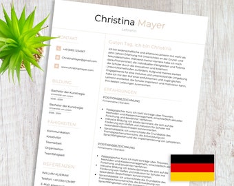 Bewerbungsvorlage, Lebenslauf Vorlage Deutsch, CV Vorlage MS Word, Professionelle Bewerbung German, Anschreiben-Vorlage
