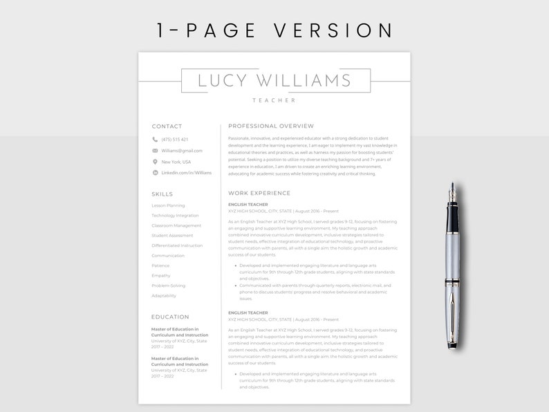 ATS Resume Template Ats Friendly Compatible Minimalist CV Resume Simple Ats Resume for MS Word image 4