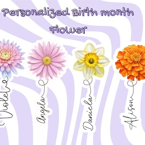 Personalized Birth month Flower Vinyl Sticker, Birth Month Floral Decal, Birth flower sticker decal Sticker, birth birthday flower gift