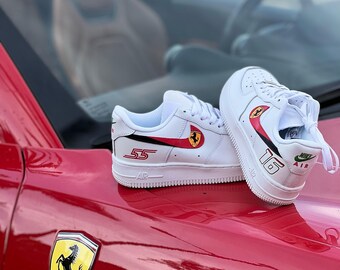 Sneakers Ferrari, Air Force 1 Ferrari Hand painted, vehicle Shoes