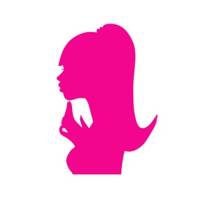 Pink doll print sticker, Picture girl pink silhouette beauty girl barb