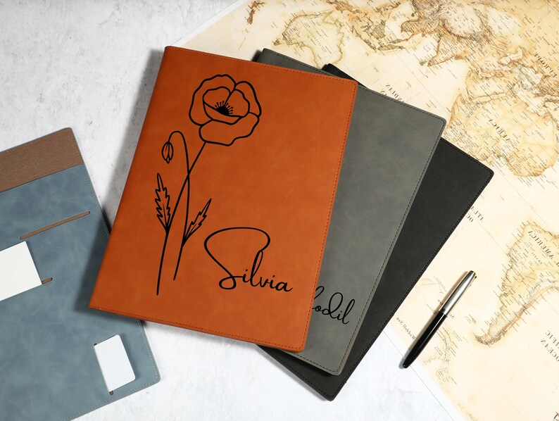 Personalized Leather Clipboard Notepad Holder Padfolio With Etsy