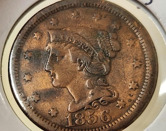 Moneda de un centavo grande de 1856