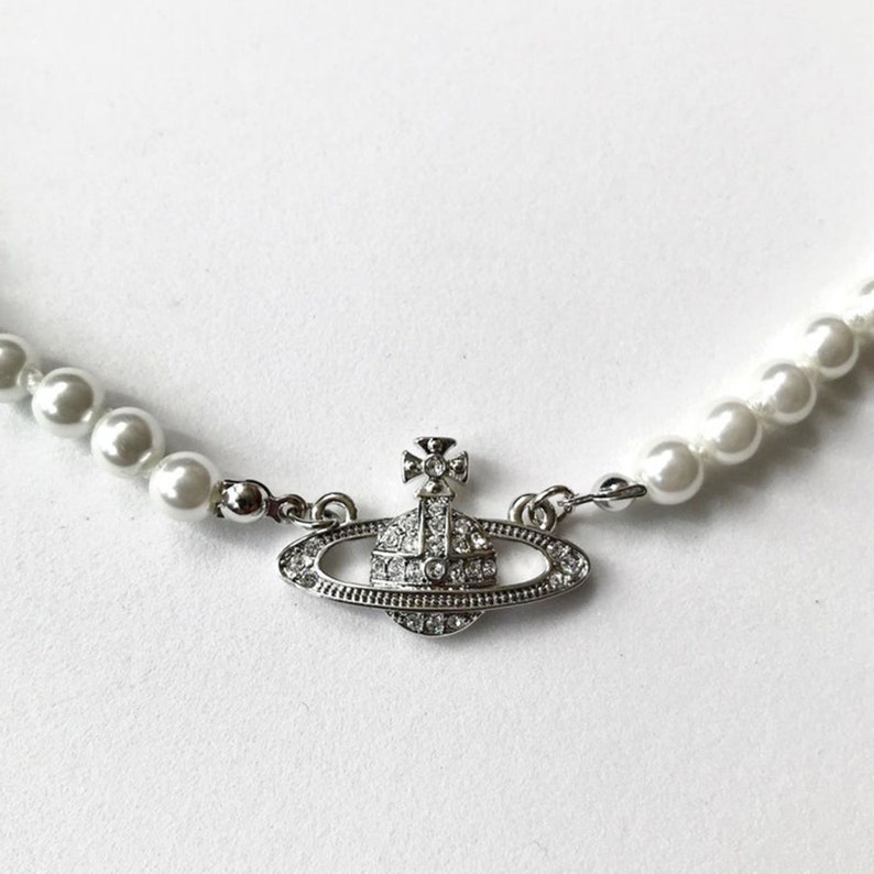 Vivienne Westwood Necklaces,silver Saturn Pendant,pearl Necklace,gift ...