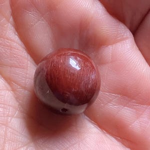Red Rabbit Hair Quartz Round Bead 14 mm 4g, red rutilated quartz sphere, rutilated quartz bead, genuine crystal, 100% natural stone