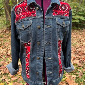 Denim jacket- Upcycled denim jacket, western jacket, wool jacket, boho outerwear, western attire
