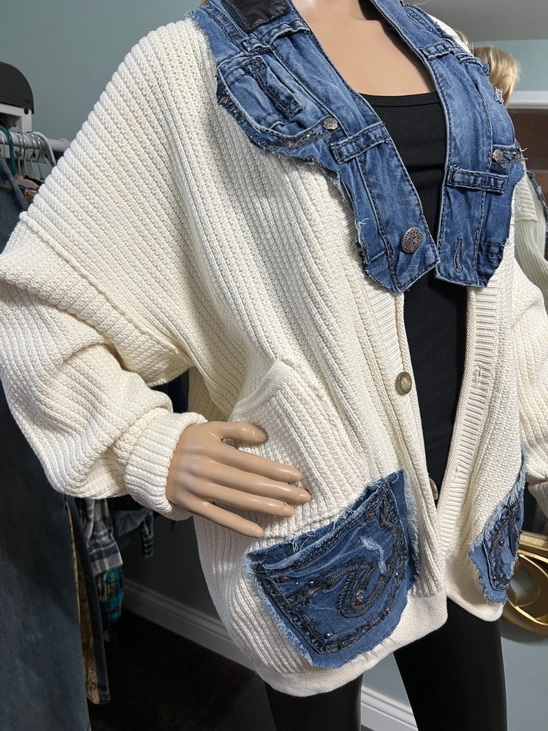 Sweater, oversized sweater, Upcycled Cardigan, sustainable outerwear, image 6