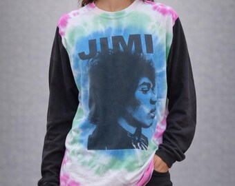 concert shirt, Jimi Hendrix, grunge style, oversized shirt, tie-dye, comfy clothing