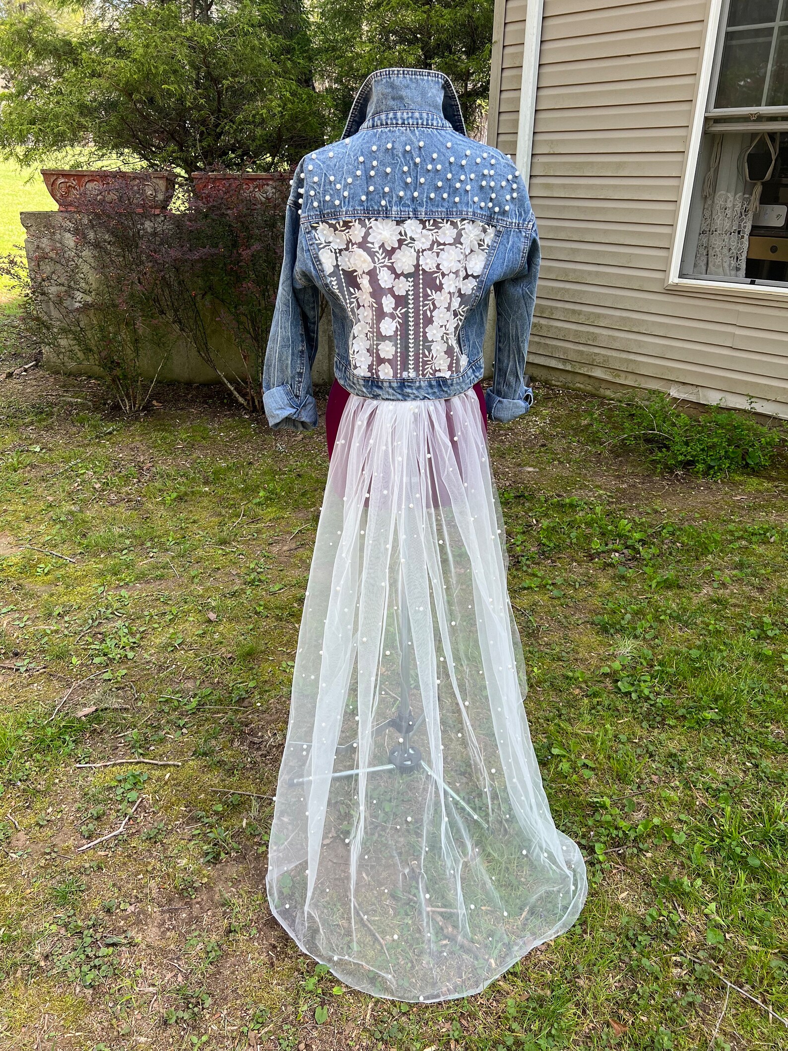 Denim Jacket, Bridal Jacket, Sustainable Outerwear, up Cycled Denim Denim Jacket, Bridal Jacket, Sustainable Outerwear, up Cycled Denim