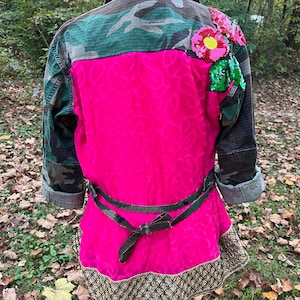 Camo collection- Upcycled camouflage, camo jacket, boho style, trendy outerwear