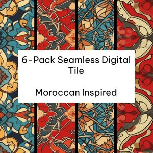 Moroccan-Inspired Seamless Digital Tiles (6-Pack) - Instant Download