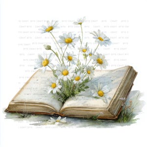 Pastel Wildflower Books Clipart: Watercolor Floral Designs (JPG Digital Download)