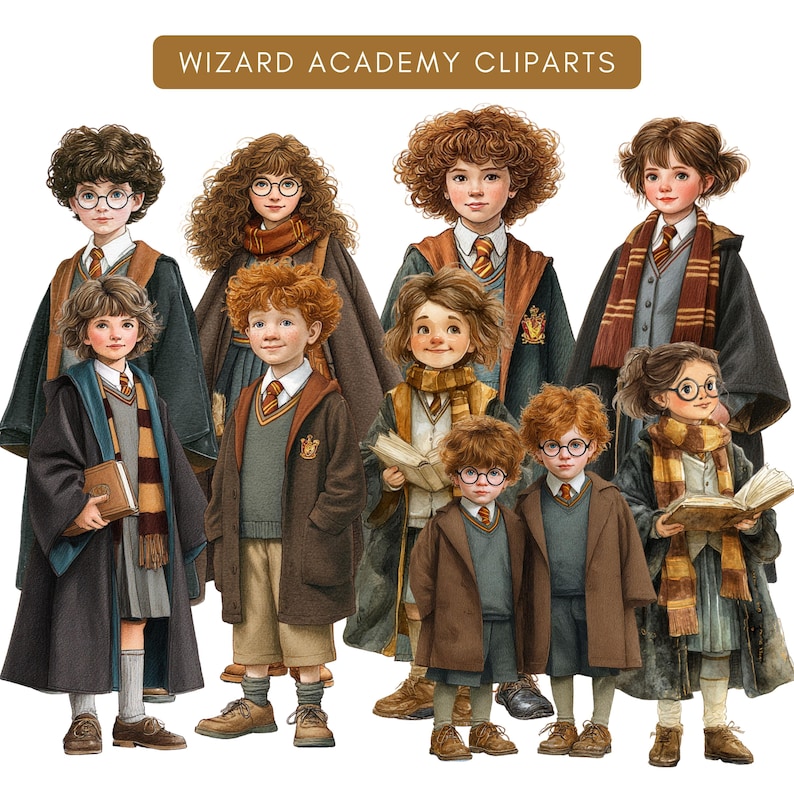 Wizard Collag Wizard Academy Clipart Bundle | Magic School PNG Images (instant ...