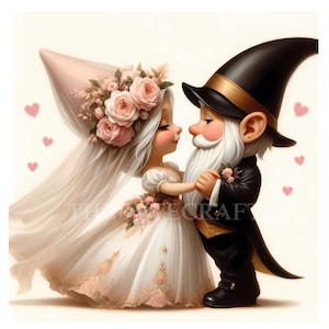Gnome bruiloft dans kabouter clipart set magische bruiloft decor kabouter bewonderaars sublimatie ontwerp huwelijk kabouters, bruiloft afdrukbare