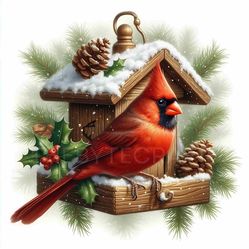 Whimsy Cardinal Vector Christmas Cardinal Watercolor Clipart Bundle: Whimsical JPG Images - Etsy