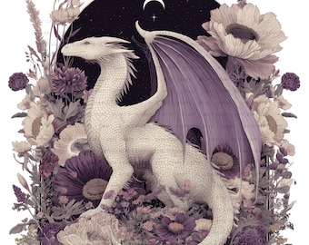 Purple Dragon Clipart Set, Fantasy Watercolor Illustrations (PNG Digital Download)