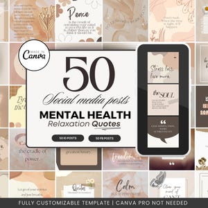 Mental Health Instagram Post Templates: Motivational Quotes (MRR, PLR)