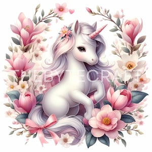 Pastel Unicorn Clipart Set: Watercolor Rainbow Graphics (Commercial Use, JPG)