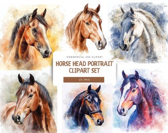 水彩馬のクリップアート - 10 個の高品質 JPG | 水彩馬 | デジタル