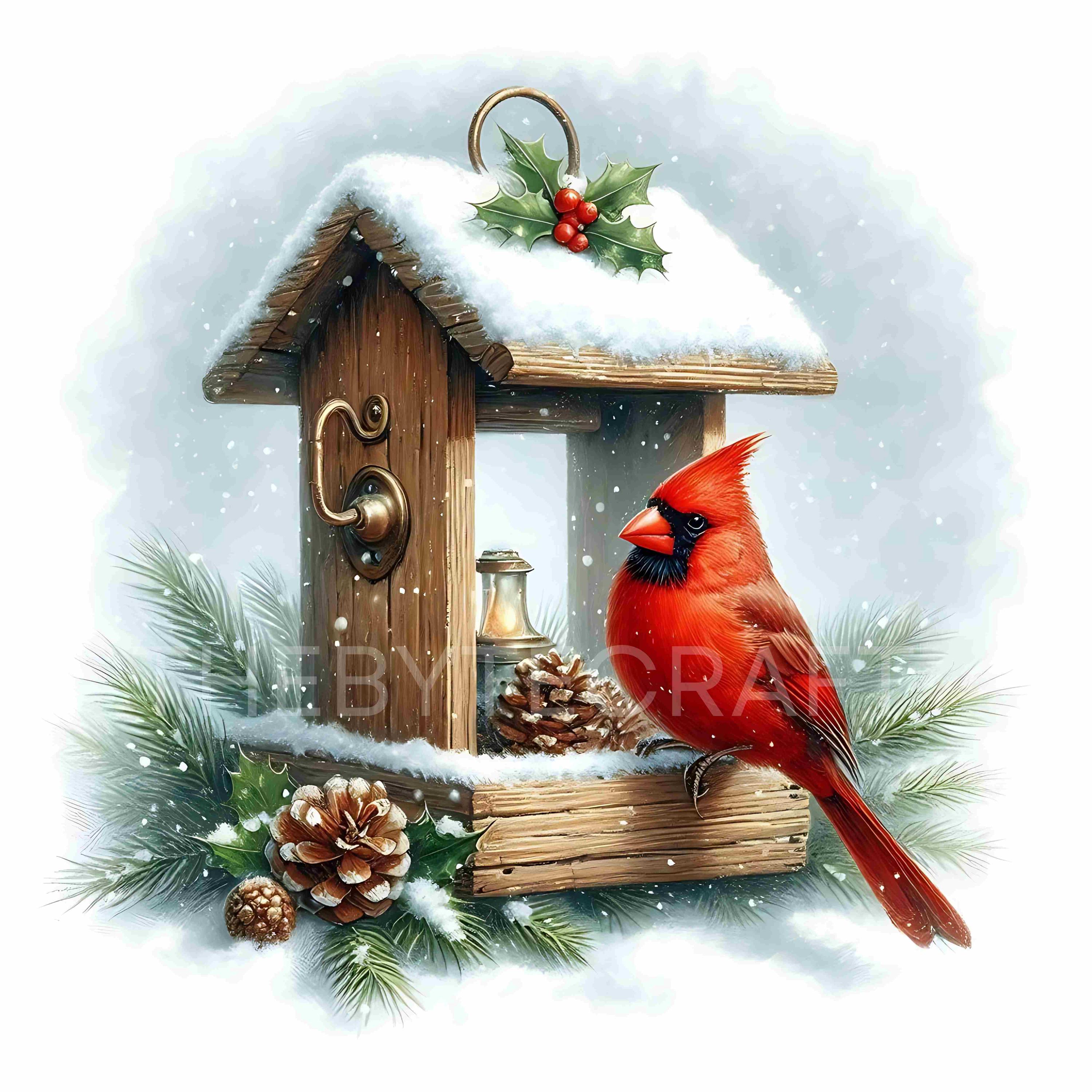 Whimsy Cardinal Vector Christmas Cardinal Watercolor Clipart Bundle: Whimsical JPG Images - Etsy
