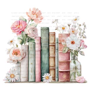 21 Wildflower Books Clipart Book Flowers Book Lover Printable Watercolor High-Quality  Papercraft Junk Journal Wedding Invitation