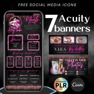 Nail Tech Acuity Scheduling Template: Canva Website Banners (Digital Download)