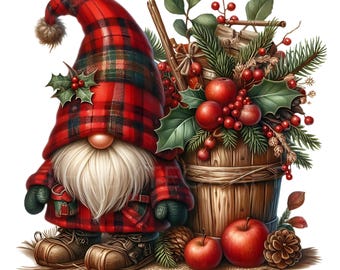 Christmas Gnome Clipart Bundle: Whimsical PNG Images (Digital Download)