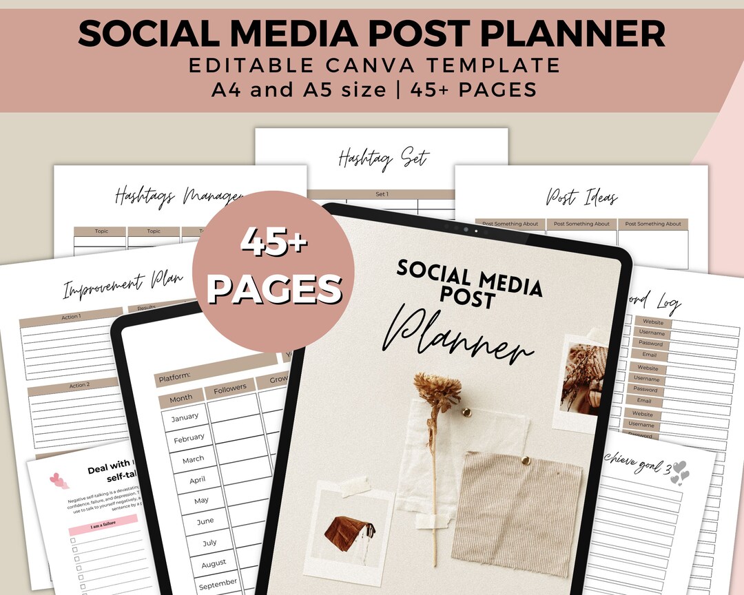 EDITABLE Social Media Post Planner Printable Social Media Post Social Media Post Kit Social ...
