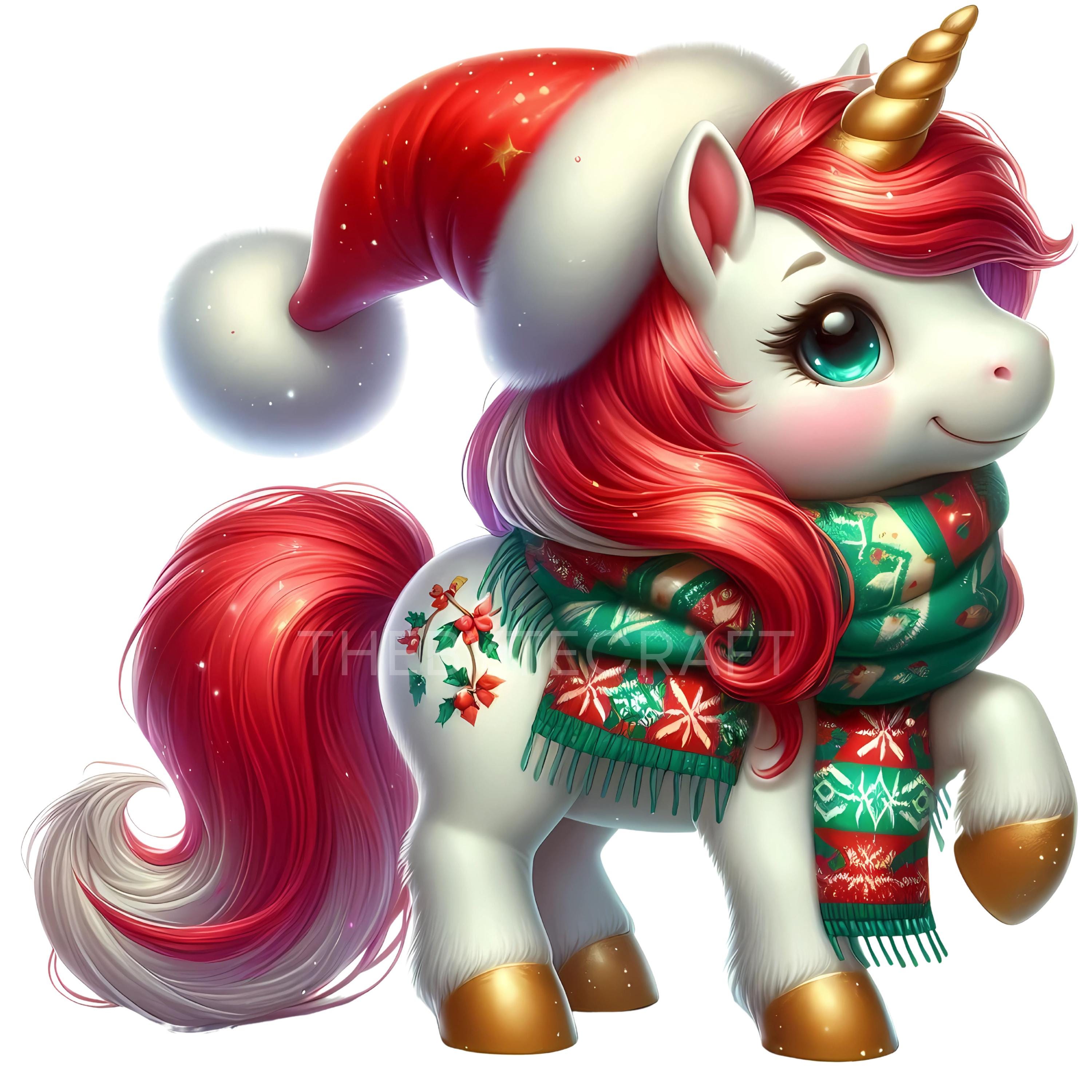 Christmas Unicorn Clipart | Winter Watercolor PNG (commercial Use) - Etsy