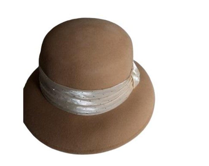 100% French Vintage Wool Lampshade Hat Ladies Fashion Pleated Tulle Bow Top Hat Elegant Hepburn Style Basin Hat