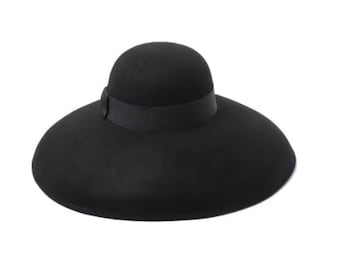 Ladies Women Retro Fedora Elegant Wool Felt Hat Large-Brim Basin-Shaped Design Winter Hat  Mother Gift Lady Party Wedding Church Hat