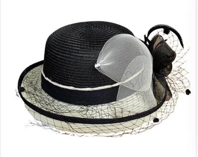 Ladies Women Versatile Fashion Hat  Curling Gauze Top Hat Flower Veil Kentucky Derby Church Party Fashion Hat