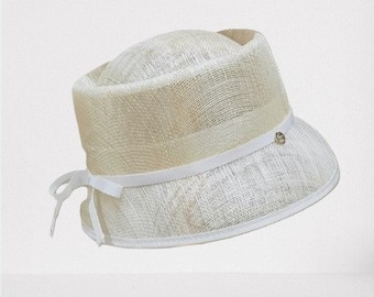 Ladies Women Fashion Hat  Kentucky Derby Church Wedding Concave Top Hemp Yarn Material Bow Style Female Retro Simple Basin Hat