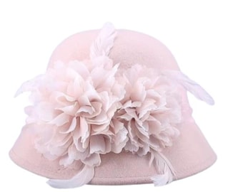 Ladies Women Winter Dome Cloche Fedora Elegant Wool Felt Hat Party Wedding Church Party Church Flower Hats Women Fedora Wool Hat