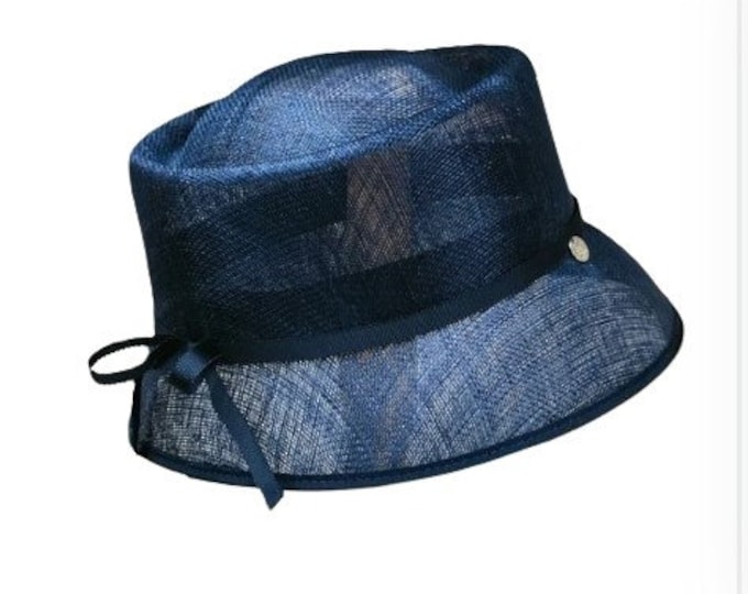 Ladies Women Fashion Hat  Kentucky Derby Church Wedding Concave Top Hemp Yarn Material Bow Style Female Retro Simple Basin Hat