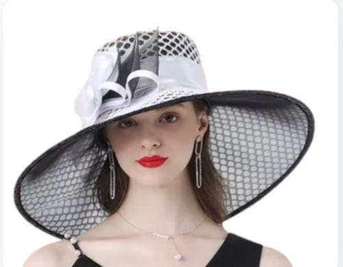 Organza Big Size Lady Fascinators Party Wedding Hat Wide  display picture 2