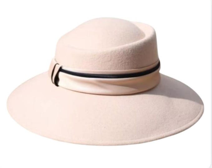 Ladies Women Fedoras Hat French Fashion Church Hat Wide Brim England Style Wool Hat Mother Gift Lady Party Wedding Banquet Hat