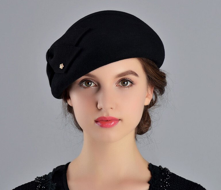 French Berets Caps for Women Fashion 100 Wool Felt Fedora Hat Etsy