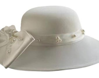 French Bridal Vintage Hat Ladies Formal Hats For Women Tea Party Wedding Fedora Wide Brim Elegant Church Dress Hats