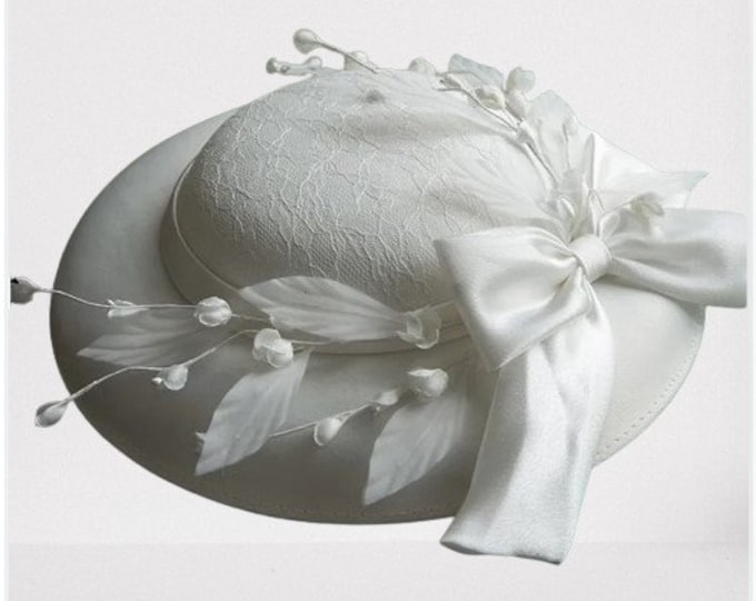 Ladies Women Large Brim Hat Bridal Wedding Party Church Hat Formal White Fedora Hats