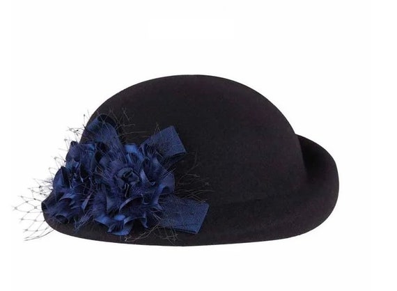 FEMME FRANÇAIS LAINE Chapeau Bibi Béret Feutre Cap Fleur Maille Élégant Mariage EUR 37,09 - FR