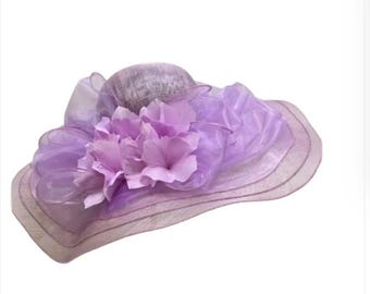 Ladies Elegant Wide Brim Women Wedding Churches Hat Kentucky Derby Dress Formal Hat Fascinator Floral Tea Party Hat