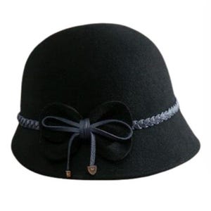100% Wool Felt Bowknot Wool Felt Hat Women&#39;s Autumn Winter Cloche Hats Elegant Banquet Fedora