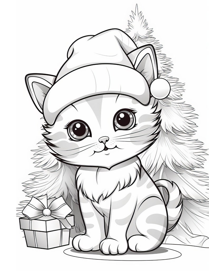 Christmas Kittens Coloring Pages 25-page Instant Digital Download - Etsy
