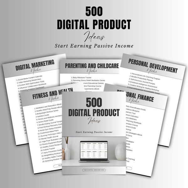 500 Digital Product Ideas - Start Earning Passive Income - 26 pages - Instant Digital Download - The Digital Designs Den.etsy.com